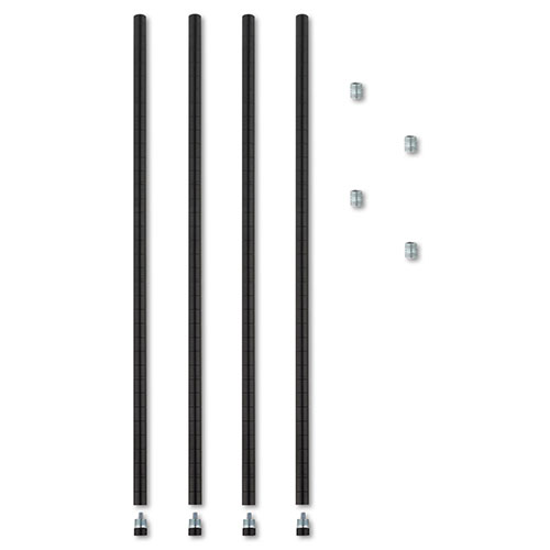 Alera Stackable Posts For Wire Shelving, 36 "High, Black, 4/Pack