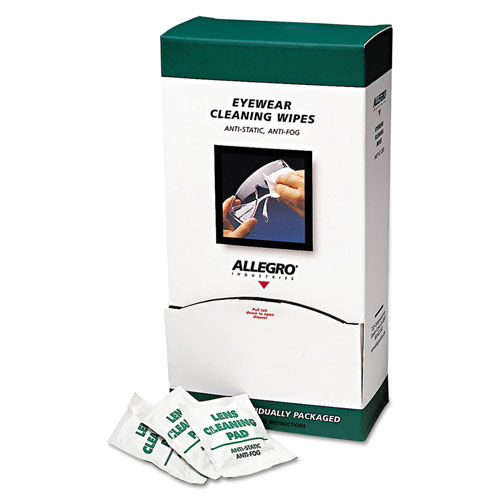 Allegro Eyewear Cleaning Wipes, 5 in x 8", White, 100/Box