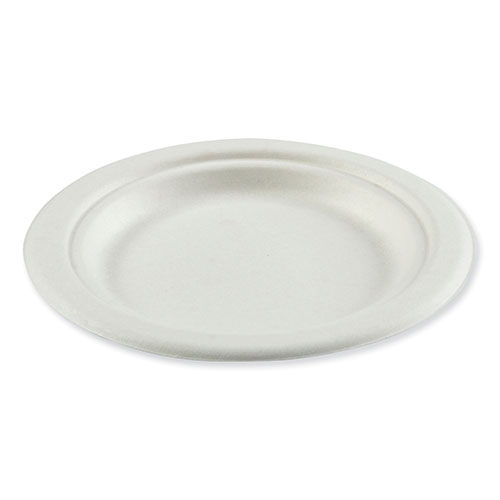 Amercare Bagasse PFAS-Free Dinnerware, Plate, 6", White, 1,000/Carton