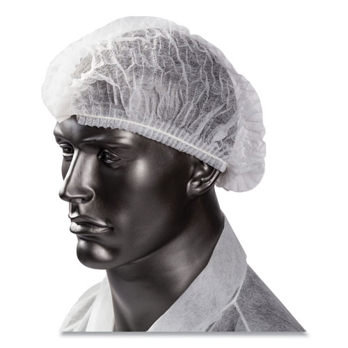 Amercare Latex-Free Operating Room Cap, Pleated, Polypropylene, White, 21", 100 Caps/Pack, 10 Packs/Carton