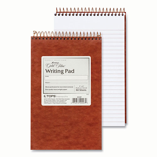 Ampad Gold Fibre Retro Wirebound Writing Pads, Medium/College Rule, Red Cover, 80 White 5 x 8 Sheets