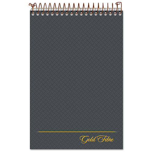 Ampad Gold Fibre Steno Pads, Gregg Rule, Designer Diamond Pattern Gray/Gold Cover, 100 White 6 x 9 Sheets