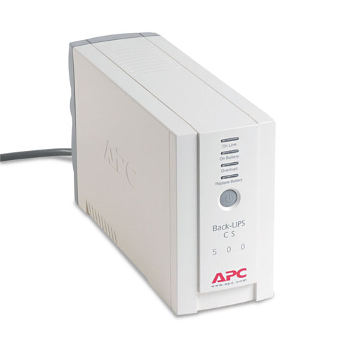 APC BK500 Back-UPS CS Battery Backup System, 6 Outlets, 500 VA, 480 J