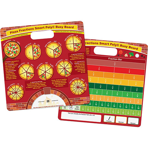 Ashley Pizza Fractions Smart Poly Busy Board - 10.8" (0.9 ft) Width x 10.8" (0.9 ft) Height - Poly-coated Cardboard Surface - Square - 48 / Carton