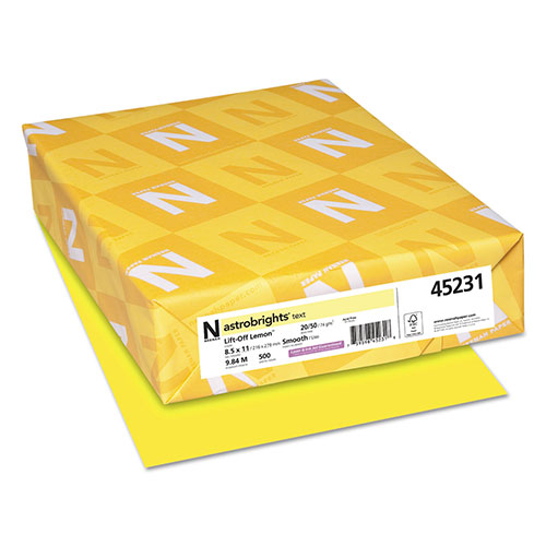 Astrobrights 20lb Color Paper, 20 lb Bond Weight, 8.5 x 11, Lift-Off Lemon, 500/Ream