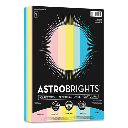 Astrobrights Color Cardstock, 65 lb, 8.5 x 11, Assorted Colors, 250/Pack