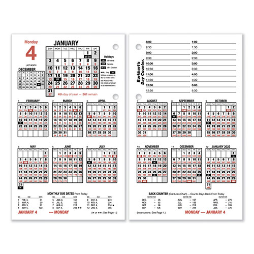 At-A-Glance Burkhart's Day Counter Desk Calendar Refill, 4.5 x 7.38, White Sheets, 12-Month (Jan to Dec): 2024
