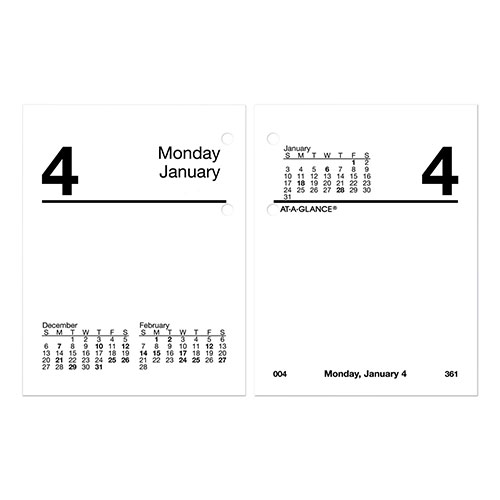 At-A-Glance Compact Desk Calendar Refill, 3 x 3.75, White Sheets, 12-Month (Jan to Dec): 2024