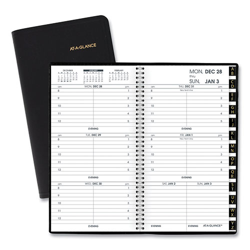 At-A-Glance Compact Weekly Appointment Book, 6.25 x 3.25, Black Cover, 12-Month (Jan to Dec): 2024