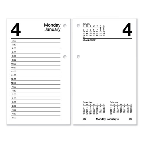 At-A-Glance Desk Calendar Refill, 3.5 x 6, White Sheets, 12-Month (Jan to Dec): 2024
