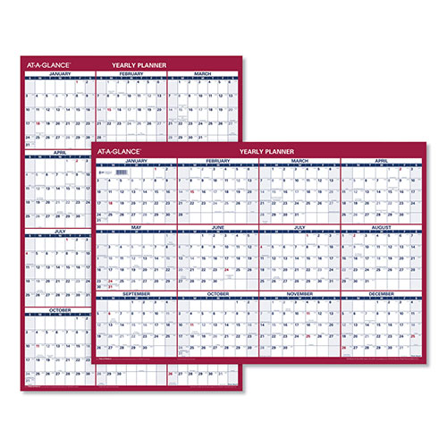 At-A-Glance Erasable Vertical/Horizontal Wall Planner, 24 x 36, White/Blue/Red Sheets, 12-Month (Jan to Dec): 2024