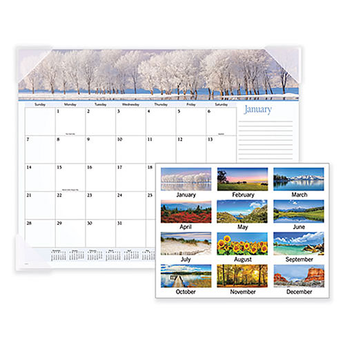At-A-Glance Landscape Panoramic Desk Pad, Landscapes Photography, 22 x 17, White Sheets, Clear Corners, 12-Month (Jan to Dec): 2024