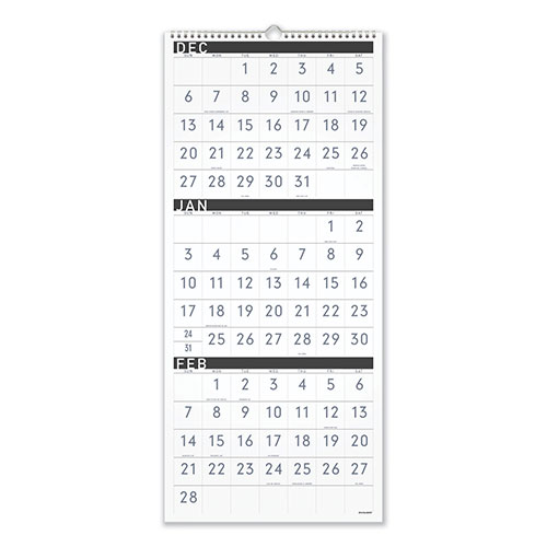 At-A-Glance Three-Month Reference Wall Calendar, Contemporary Artwork/Formatting, 12 x 27, White Sheets, 15-Month (Dec-Feb): 2023 to 2025