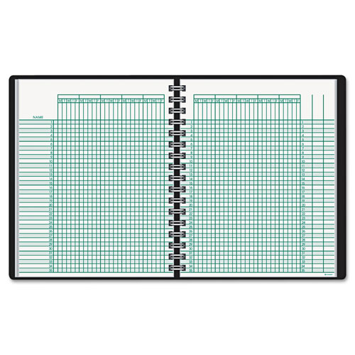 At-A-Glance Undated Class Record Book, Nine to 10 Week Term: Two-Page Spread (35 Students), 10.88 x 8.25, Black Cover