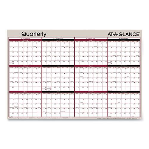 At-A-Glance Vertical/Horizontal Erasable Quarterly/Monthly Wall Planner, 24 x 36, White/Black/Red Sheets, 12-Month (Jan to Dec): 2023