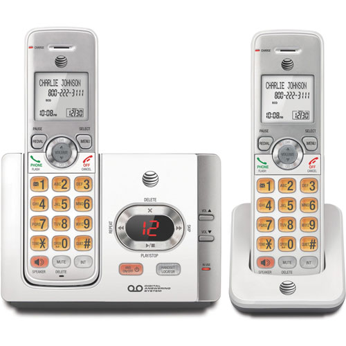 AT&T Cordless Phone, w/2 Handsets, 5-3/5"x3-2/5"x5-3/5", Silver