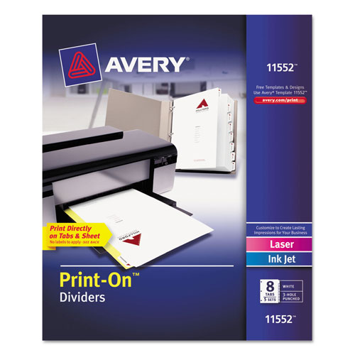 Avery Customizable Print-On Dividers, 8-Tab, Letter, 5 Sets