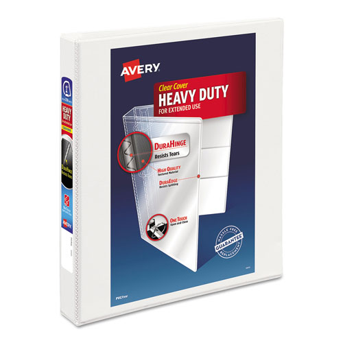 Avery Heavy-Duty View Binder with DuraHinge and One Touch EZD Rings, 3 Rings, 1" Capacity, 11 x 8.5, White