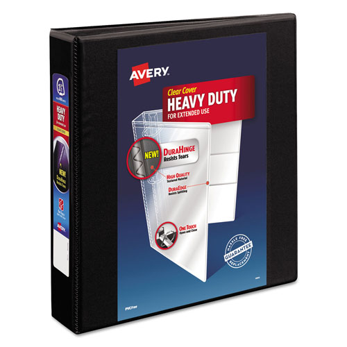 Avery Heavy-Duty View Binder with DuraHinge and One Touch EZD Rings, 3 Rings, 1.5" Capacity, 11 x 8.5, Black