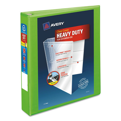 Avery Heavy-Duty View Binder with DuraHinge and One Touch EZD Rings, 3 Rings, 1.5" Capacity, 11 x 8.5, Chartreuse