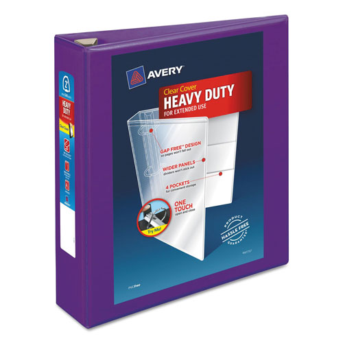 Avery Heavy-Duty View Binder with DuraHinge and One Touch EZD Rings, 3 Rings, 2" Capacity, 11 x 8.5, Purple