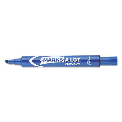 Avery MARKS A LOT Large Desk-Style Permanent Marker, Broad Chisel Tip, Blue, Dozen