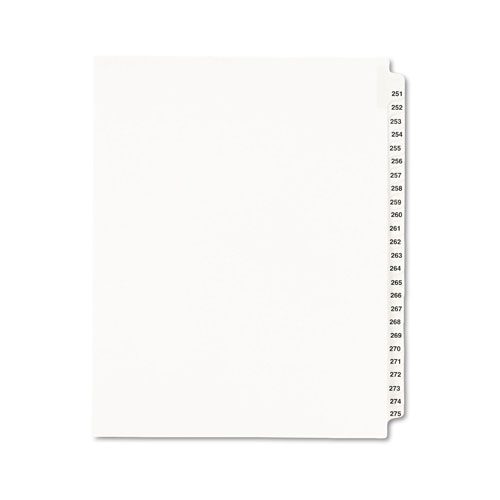 Avery Preprinted Legal Exhibit Side Tab Index Dividers, Avery Style, 25-Tab, 251 to 275, 11 x 8.5, White, 1 Set