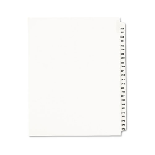 Avery Preprinted Legal Exhibit Side Tab Index Dividers, Avery Style, 25-Tab, 351 to 375, 11 x 8.5, White, 1 Set