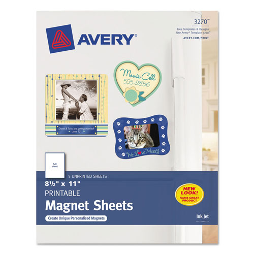 Avery Printable Magnet Sheets, 8.5 x 11, White, 5/Pack