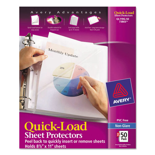 Avery Quick Top & Side Loading Sheet Protectors, Letter, Non-Glare, 50/Box