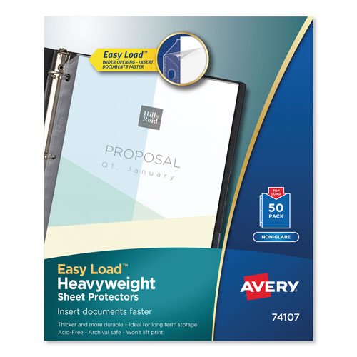 Avery Top-Load Poly Sheet Protectors, Heavy Gauge, Letter, Nonglare, 50/Box