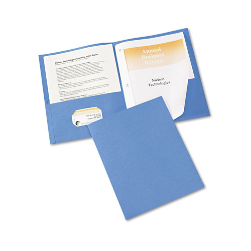 Avery Two-Pocket Folder, Prong Fastener, Letter, 1/2" Capacity, Light Blue, 25/Box