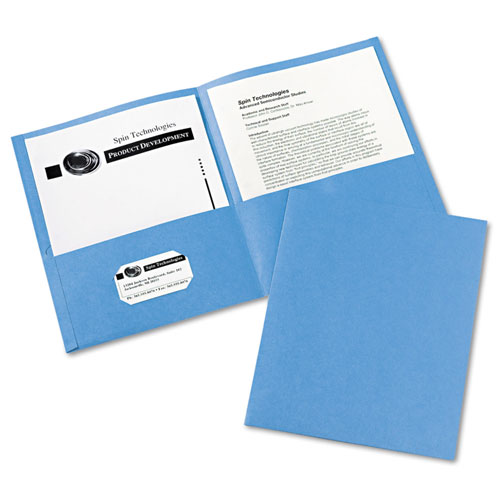Avery Two-Pocket Folder, 40-Sheet Capacity, Light Blue, 25/Box
