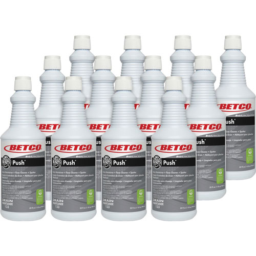 Betco BioActive Solutions Push Cleaner - Ready-To-Use - 32 fl oz (1 quart) - New Green Scent - 12 / Carton - Milky White