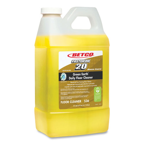 Betco Green Earth Daily Floor Cleaner, 2 L Bottle, Unscented, 4/Carton