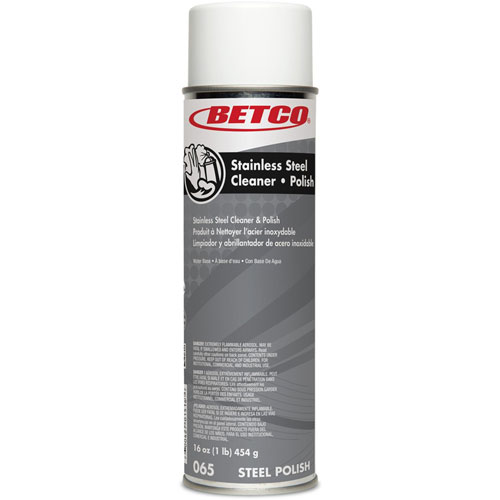 Betco Stainless Steel Cleaner and Polish, Characteristic Scent, 16 oz Aerosol Spray