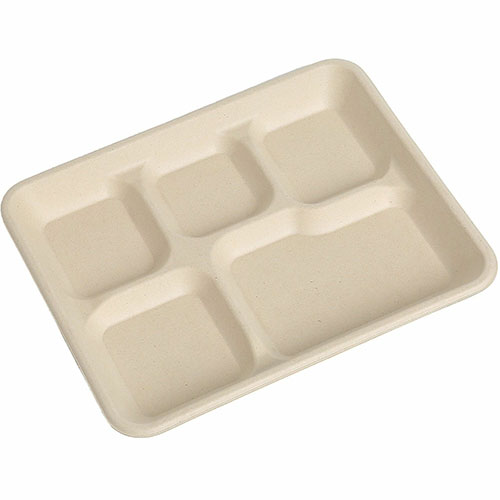 BluTable 5-Compartment Molded Fiber Lunch Tray, 500/Carton