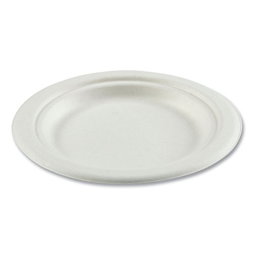 Boardwalk Bagasse PFAS-Free Dinnerware, Plate, 6" dia, White, 1,000/Carton