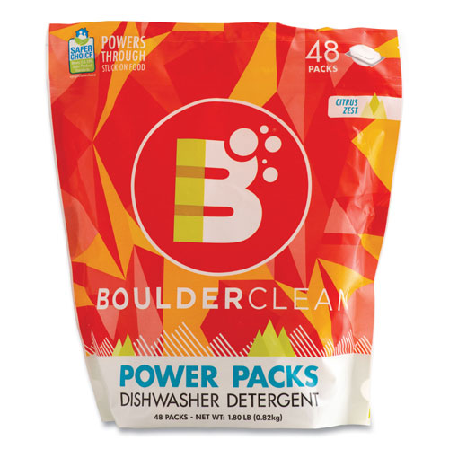 Boulder Clean Dishwasher Detergent Power Packs, Citrus Zest, 48 Tab Pouch