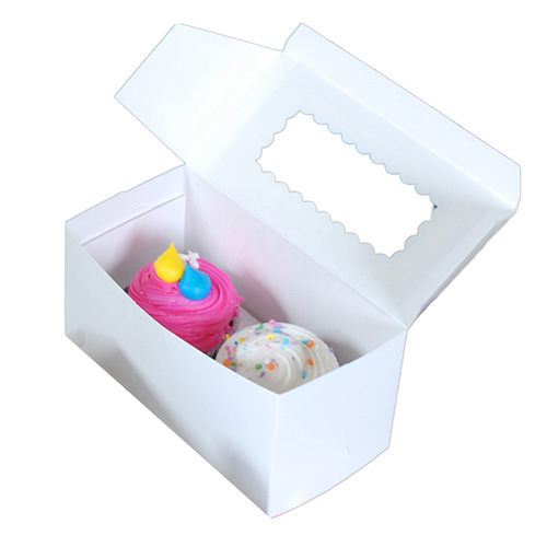 BOXit White 2 Cupcake Box, 8" x 4" x 4"