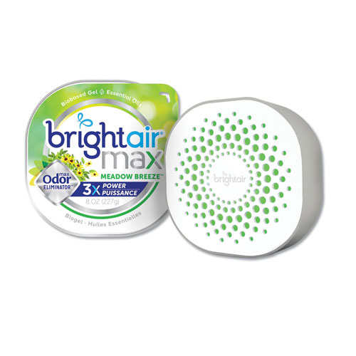 Bright Air Max Odor Eliminator Air Freshener, Meadow Breeze, 8 oz, 6/Carton