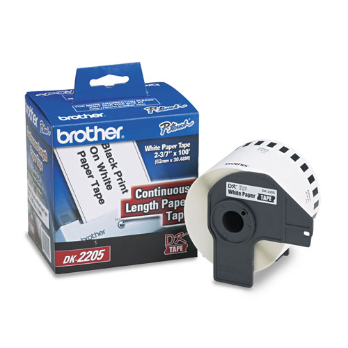 Brother Continuous Paper Label Tape, 2.4" x 100 ft Roll, White