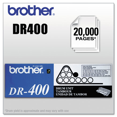 Brother DR400 Drum Unit, 20000 Page-Yield, Black