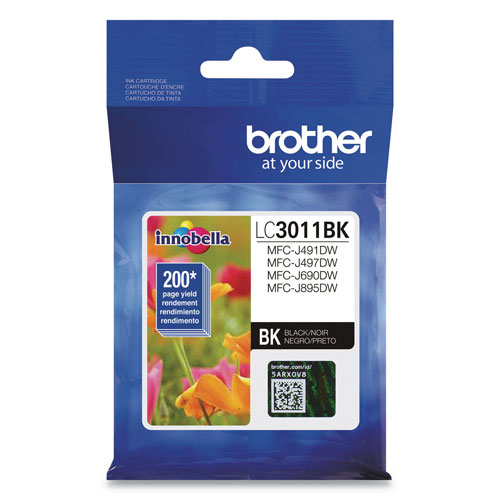 Brother LC3011BK Ink, 200 Page-Yield, Black