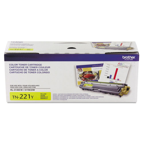 Brother TN221Y Toner, 1400 Page-Yield, Yellow