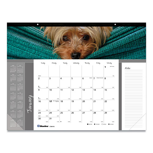 Brownline Pets Collection Monthly Desk Pad, Puppies Photography, 22 x 17, Black Binding, Clear Corners, 12-Month (Jan to Dec): 2024