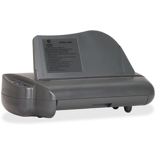 Business Source 3-Hole Punch, Electric, 30 Sheet Cap, Gray