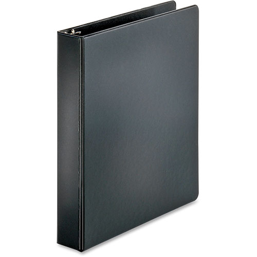 Business Source 35% Recycled Round Ring Binder, 1 1/2" Capacity, Black