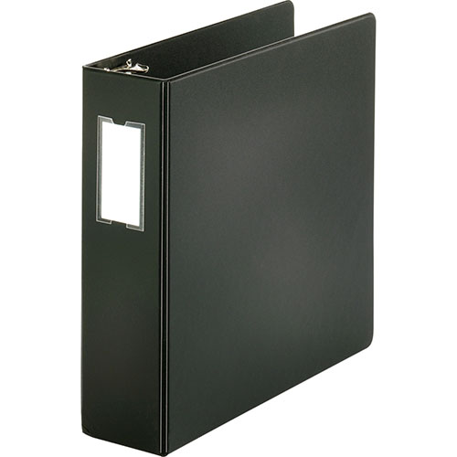 Business Source 35% Recycled Round Ring Binder, 3" Capacity, Black