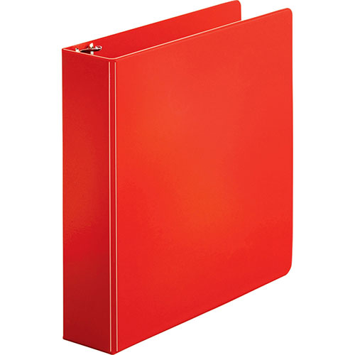 Business Source 35% Recycled Round Ring Binder, 2" Capacity, Red